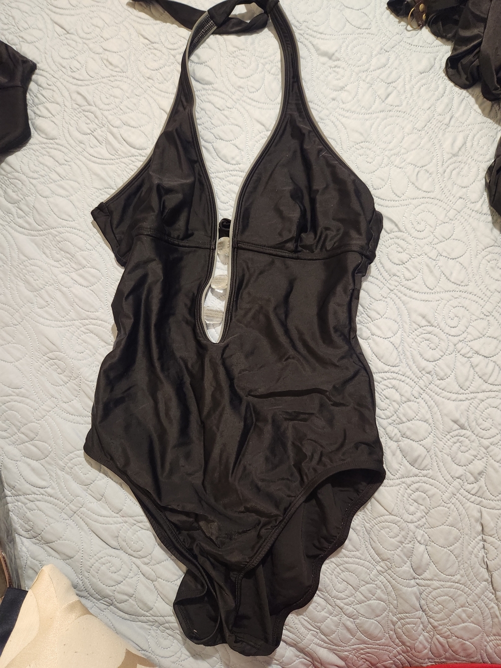 Allen B. Black Halter One-Piece Swimsuit